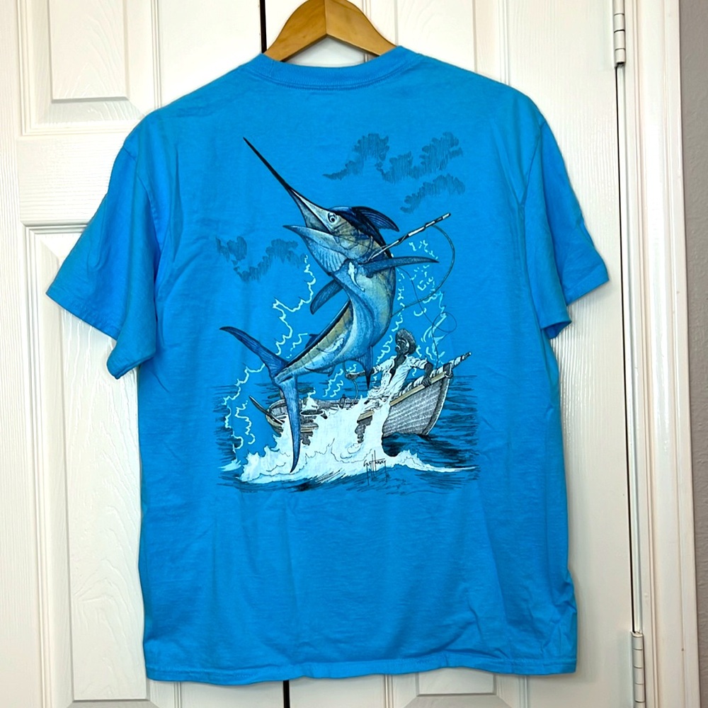 Guy Harvey Sailfish Blue T Shirt Cotton Sz L